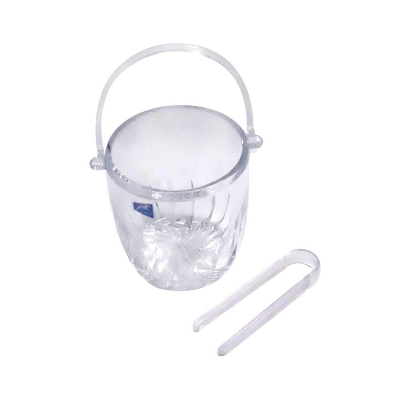 Glass Ice Bucket with handle and Tong Set 12*13.5/975 ml (Ctn Box 12 units)