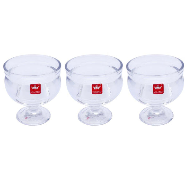 Crystal Cut Glass Footed Ice Cream and Dessert Bowl Set of 3 Pcs 9.5*10 cm (Ctn Box 16 units)