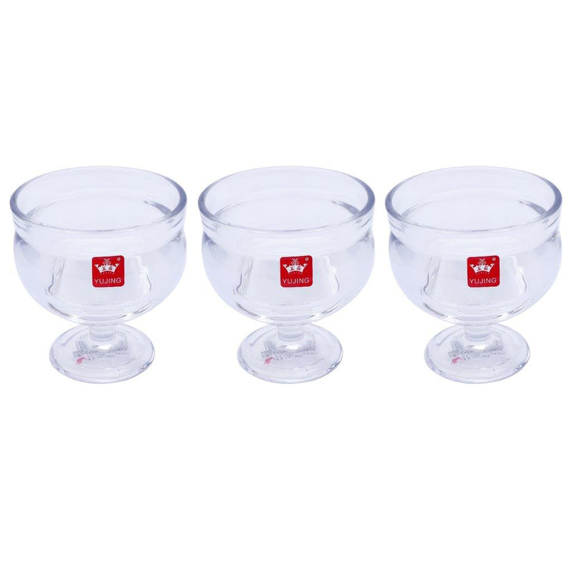 Crystal Cut Glass Footed Ice Cream and Dessert Bowl Set of 3 Pcs 9.5*10 cm (Ctn Box 16 units)
