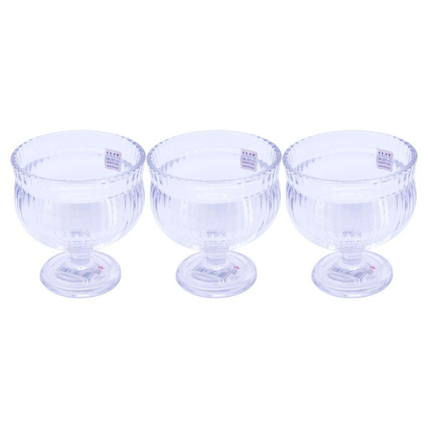 Crystal Cut Glass Footed Ice Cream and Dessert Bowl Set of 3 Pcs 9.5*10 cm (Ctn Box 16 units)