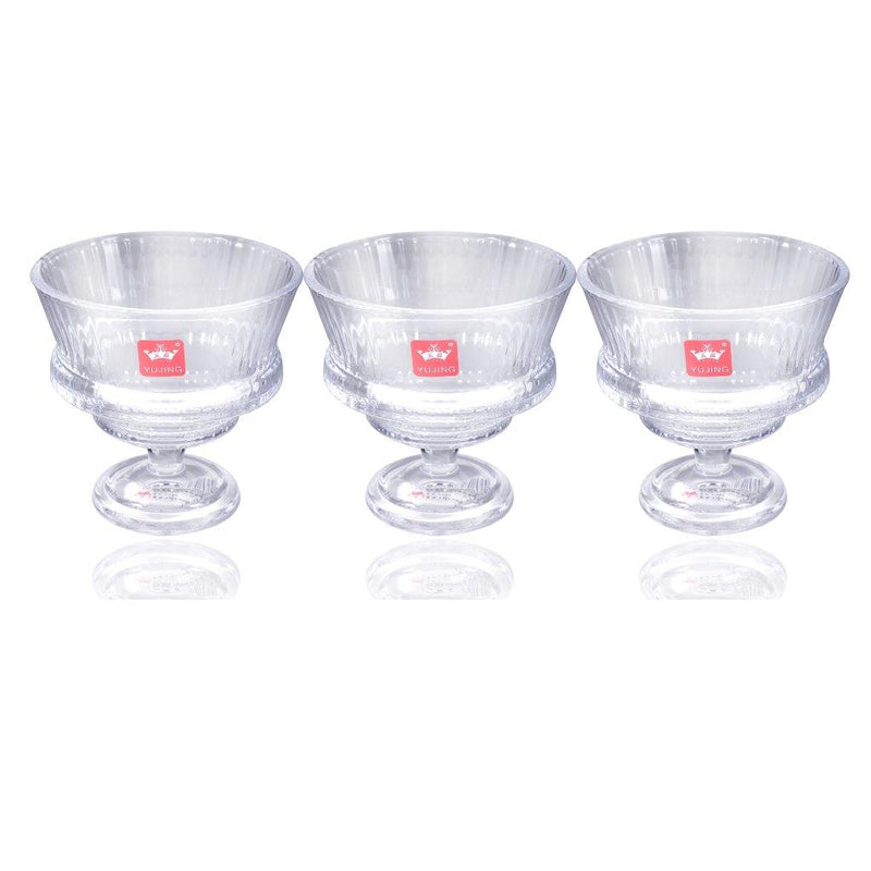Crystal Cut Glass Footed Ice Cream and Dessert Bowl Set of 3 Pcs 10.5*10 cm (Ctn Box 16 units)