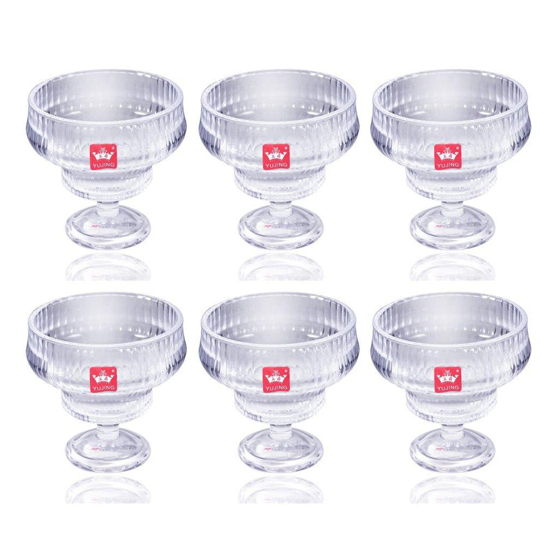 Crystal Cut Glass Footed Ice Cream and Dessert Bowl Set of 3 Pcs 10.5*10 cm (Ctn Box 16 units)