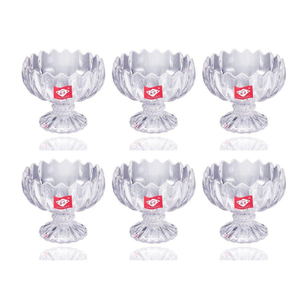 Crystal Cut Glass Footed Ice Cream and Dessert Bowl Set of 6 Pcs 8.5*7.5 cm (Ctn Box 12 units)
