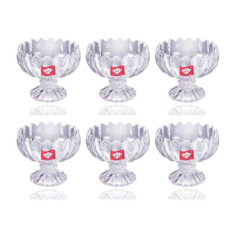 Crystal Cut Glass Footed Ice Cream and Dessert Bowl Set of 6 Pcs 8.5*7.5 cm (Ctn Box 12 units)