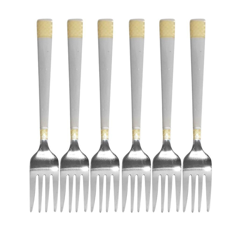 Stainless Steel Tableware Silver and Gold Fruit Fork Kitchen Utensils Set of 6 Pcs 15 cm