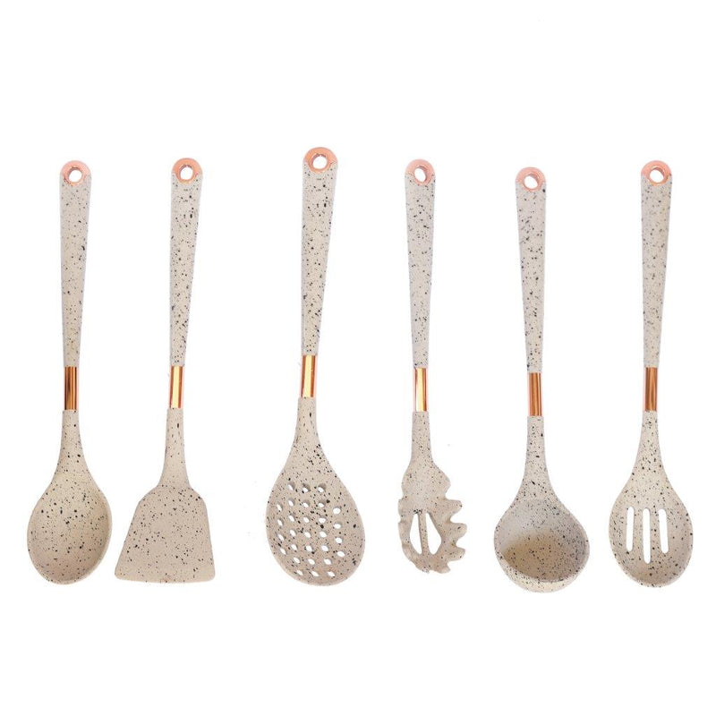 High Quality Plastic Kitchen Cutlery Utensil Spoon Set of 6 Pcs with Stand 40 cm (Ctn Box 12 units)