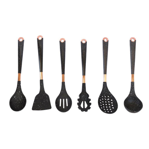 High Quality Plastic Kitchen Cutlery Utensil Spoon Set of 6 Pcs with Stand 40 cm (Ctn Box 12 units)