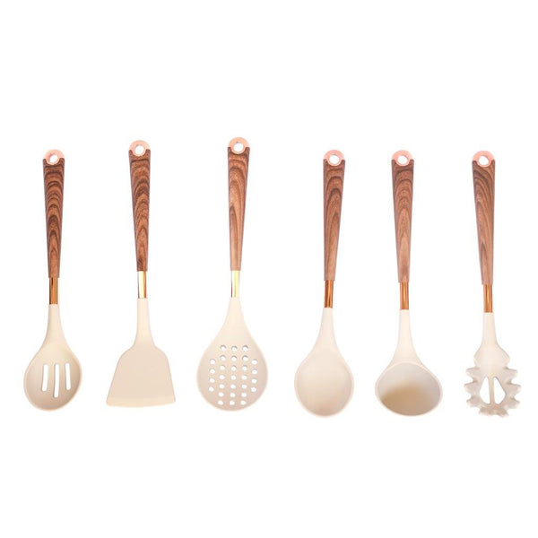 High Quality Plastic Kitchen Cutlery Utensil Spoon Set of 6 Pcs with Stand 40 cm (Ctn Box 12 units)