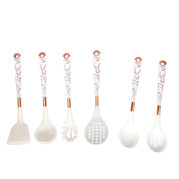 High Quality Plastic Kitchen Cutlery Utensil Spoon Set of 6 Pcs with Stand 40 cm (Ctn Box 12 units)