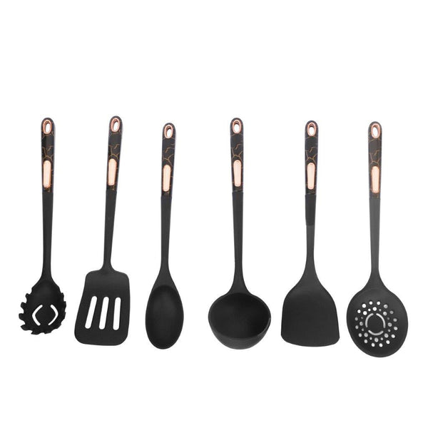 High Quality Plastic Kitchen Cutlery Utensil Spoon Set of 6 Pcs with Stand 40 cm (Ctn Box 12 units)