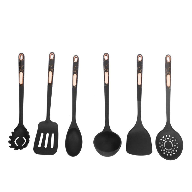 High Quality Plastic Kitchen Cutlery Utensil Spoon Set of 6 Pcs with Stand 40 cm (Ctn Box 12 units)