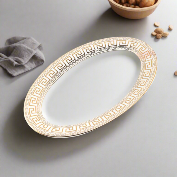 White Ceramic Tableware Ceramic Oval Serving Plate 10'' (Ctn Box 48 units)