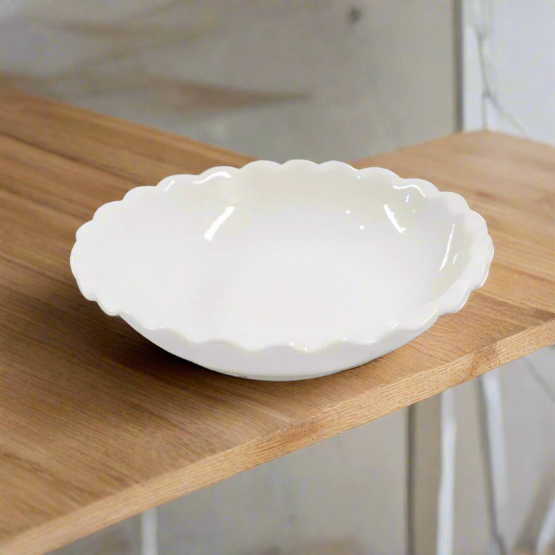 White Ceramic Tableware Ceramic Pie Dish Serving Bowl 10"  (Ctn Box 24 units)