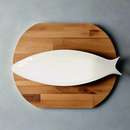 White Ceramic Tableware Ceramic Serving Plate Fish Design  16"  (Ctn Box 30 units)