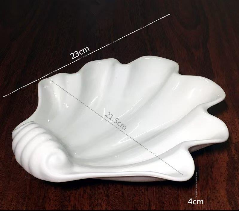 White Ceramic Tableware Ceramic Serving Plate Leaf Design  9"  (Ctn Box 20 units)