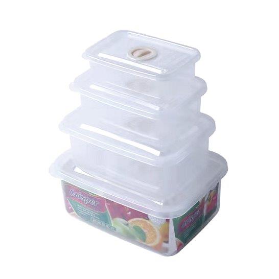 Multipurpose Mixed Colours Plastic Storage Box Food Container Set of 4 Pcs 19.5*14.5*8 cm  (Ctn Box 64 units)
