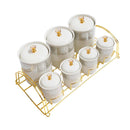 Abstract Print Ceramic Canister Set of 7 Pcs and Stand 650 ml/180 ml (Ctn Box 6 units)