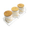 Abstract Print Ceramic Canister Set of 3 Pcs with Wooden Lid and Stand 650 ml/180 ml (Ctn Box 16 units)