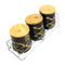Abstract Print Ceramic Canister Set of 3 Pcs with Wooden Lid and Stand 650 ml/180 ml (Ctn Box 16 units)