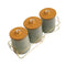 Abstract Print Ceramic Canister Set of 3 Pcs with Wooden Lid and Stand 650 ml (Ctn Box 16 units)