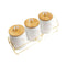 Abstract Print Ceramic Canister Set of 3 Pcs with Wooden Lid and Stand 650 ml (Ctn Box 16 units)