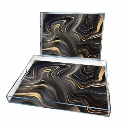 Deco Abstract Pattern Acrylic Serving Tray Set of 2 Pcs 36.5*26.5*4 cm
32.5*22.5*4 cm  (Ctn Box 18 units)