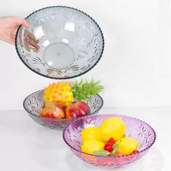 Coloured Embossed Pattern Round Plastic Fruit Bowl 270*90 cm (Ctn Box 40 units)