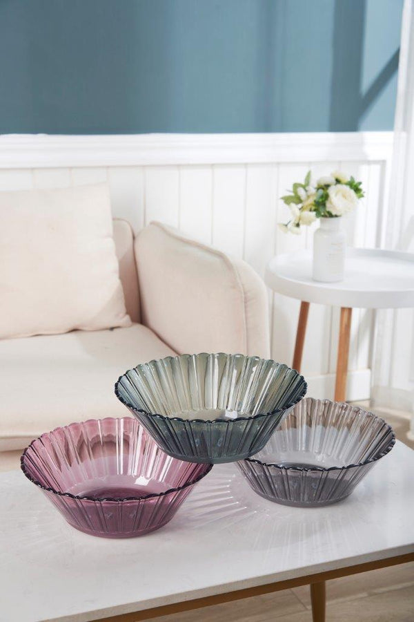 Coloured Embossed Pattern Round Plastic Fruit Bowl 272*98 cm (Ctn Box 40 units)