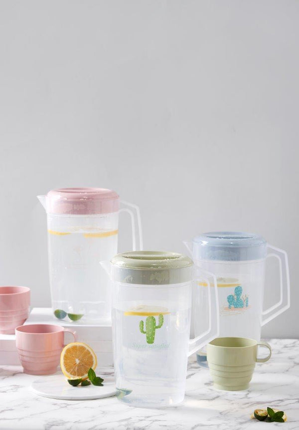 Premium Plastic Beverage Jug Water Jug and Drink Cup Set (4pcs cups in set) 130*227/2200 ml (Ctn Box 40 units)