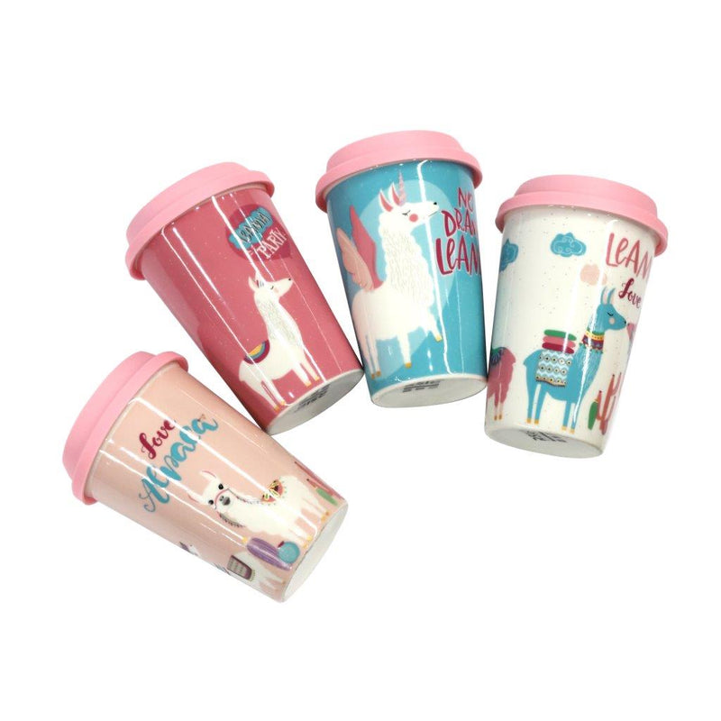 Bone China Ceramic Coffee Mug Decal Mug with Silicone Lid Abstract Print 400 ml (Ctn Box 48 units)