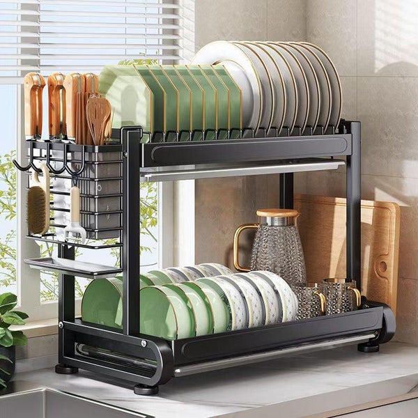 Kitchen Storage Metal Dish Rack 2 Tier Cutlery Storage Organizer 43*27*33.5 cm (Ctn Box 6 units)