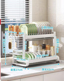 Kitchen Storage Metal Dish Rack 2 Tier Cutlery Storage Organizer 43*27*33.5 cm (Ctn Box 6 units)