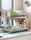 Kitchen Storage Metal Dish Rack 2 Tier Cutlery Storage Organizer 55.5*27*33.5 cm (Ctn Box 6 units)