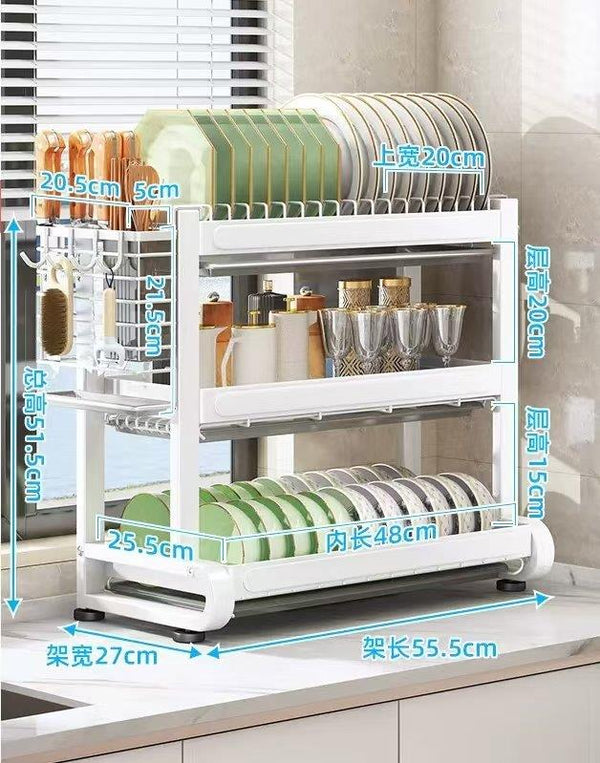 Kitchen Storage Metal Dish Rack 3 Tier Cutlery Storage Organizer 55.5*27*51 cm (Ctn Box 6 units)