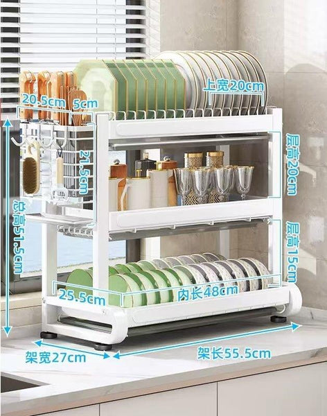 Kitchen Storage Metal Dish Rack 3 Tier Cutlery Storage Organizer 55.5*27*51 cm (Ctn Box 6 units)