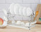 Kitchen Storage Chrome Dish Rack 2 Tier Cutlery Storage Organizer 53.5*25.5*37 cm (Ctn Box 6 units)