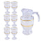 Gold Deco Water and Beverage Jug Decanter and Footed Tumblers Set of 7 Pcs