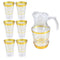 Gold Deco Water and Beverage Jug Decanter and Footed Tumblers Set of 7 Pcs (Ctn Box 6 units)