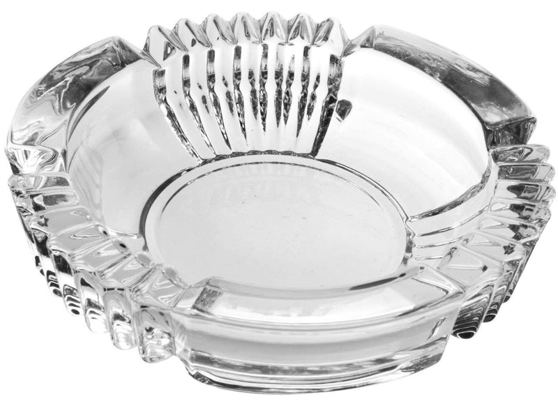 Crystal Cut Modern Clear Round Glass Ashtray (Ctn Box 36 units)