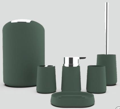 Plastic Colourful Bathroom Accessories Soap Dispenser Toothbrush Holder Set of 6 Pcs (Ctn Box 6 units)