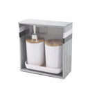 Mixed Colours Bathroom Accessories Soap Dispenser Toothbrush Holder Set of 3 Pcs 11.5*7.5/17*7.5/16.2*8.5*2.5 cm (Ctn Box 36 units)