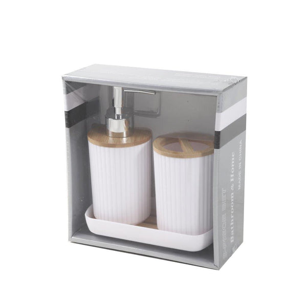 Mixed Colours Bathroom Accessories Soap Dispenser Toothbrush Holder Set of 3 Pcs 11.5*7.5/17*7.5/16.2*8.5*2.5 cm (Ctn Box 36 units)