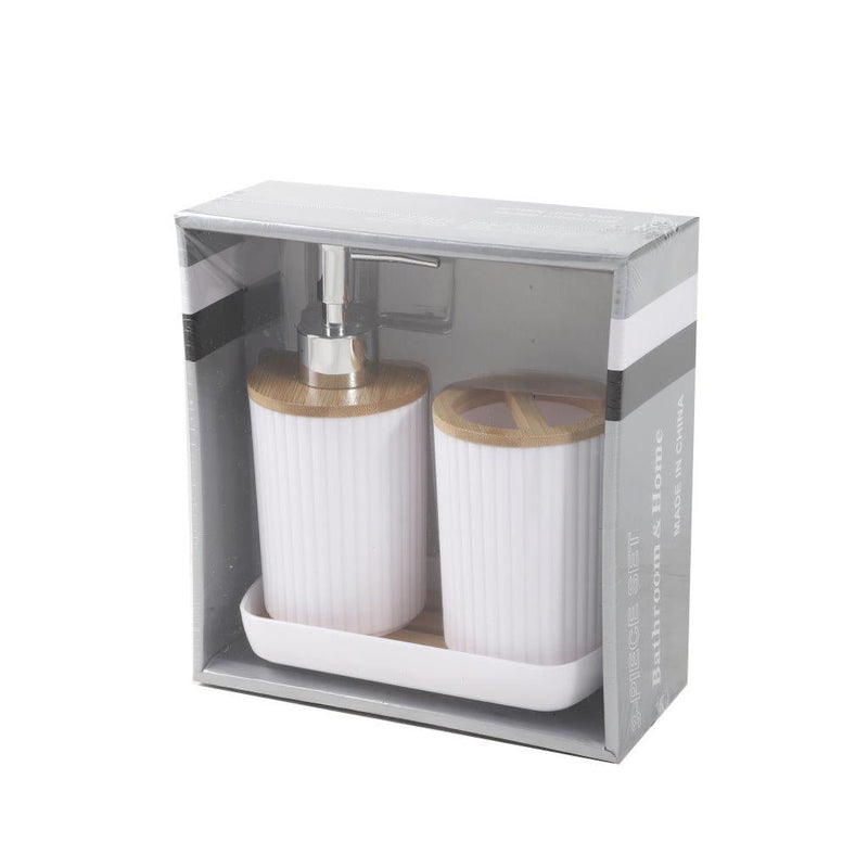 Mixed Colours Bathroom Accessories Soap Dispenser Toothbrush Holder Set of 3 Pcs 11.5*7.5/17*7.5/16.2*8.5*2.5 cm (Ctn Box 36 units)