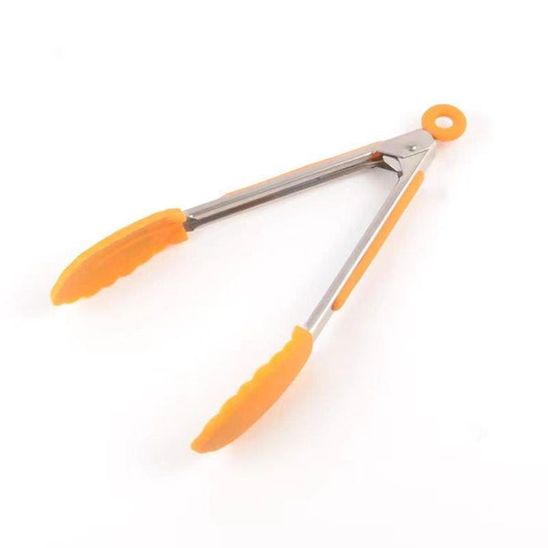 Stainless Steel Silicone Head Kitchen Clamp BBQ Tongs Kitchen Tool Gadget 27.5*3*3.8 cm  (Ctn Box 288 units)
