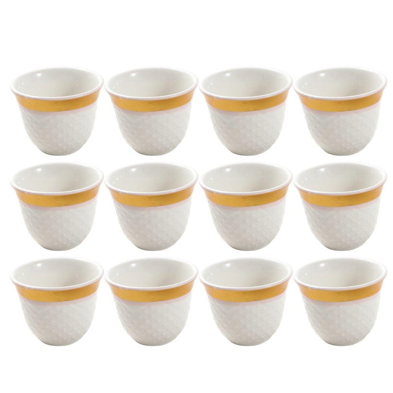 Ceramic Coffee Cawa Shafee Cup Set of 12 Pcs Abstract Design 6.5*5 cm 75 ml (Ctn Box 24 units)