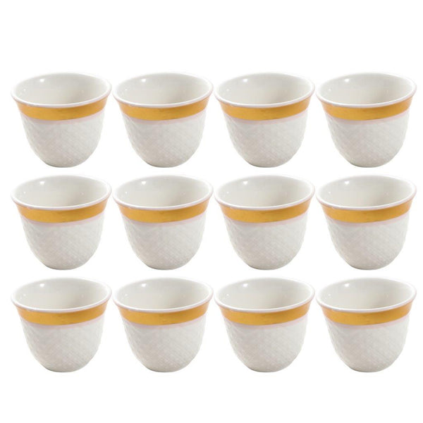 Ceramic Coffee Cawa Shafee Cup Set of 12 Pcs Abstract Design 6.5*5 cm 75 ml (Ctn Box 24 units)
