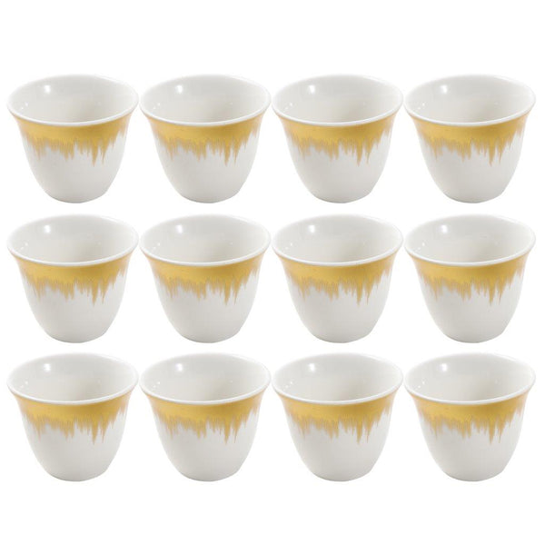 Ceramic Coffee Cawa Shafee Cup Set of 12 Pcs Abstract Design 6.5*5 cm 75 ml (Ctn Box 24 units)