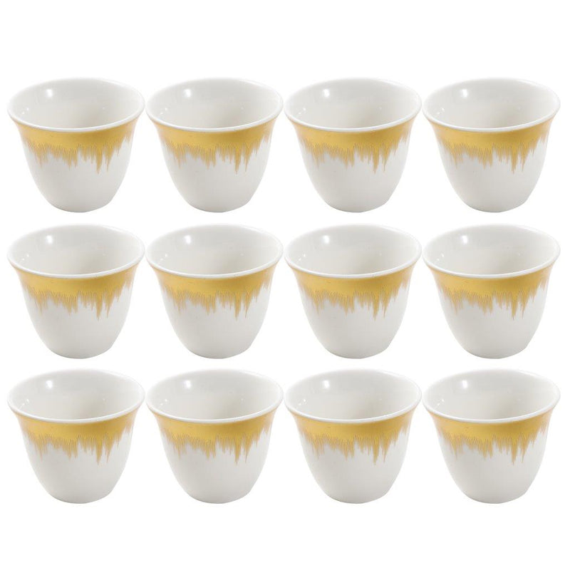 Ceramic Coffee Cawa Shafee Cup Set of 12 Pcs Abstract Design 6.5*5 cm 75 ml (Ctn Box 24 units)