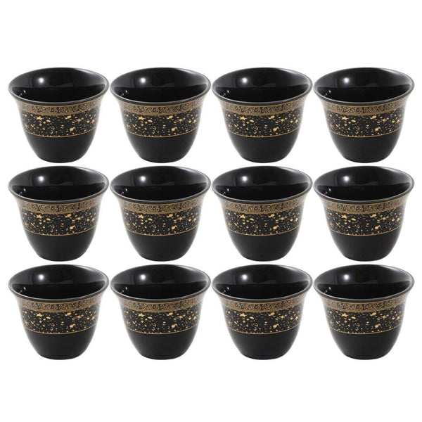 Ceramic Coffee Cawa Shafee Cup Set of 12 Pcs Abstract Design 6.5*5 cm 75 ml (Ctn Box 24 units)