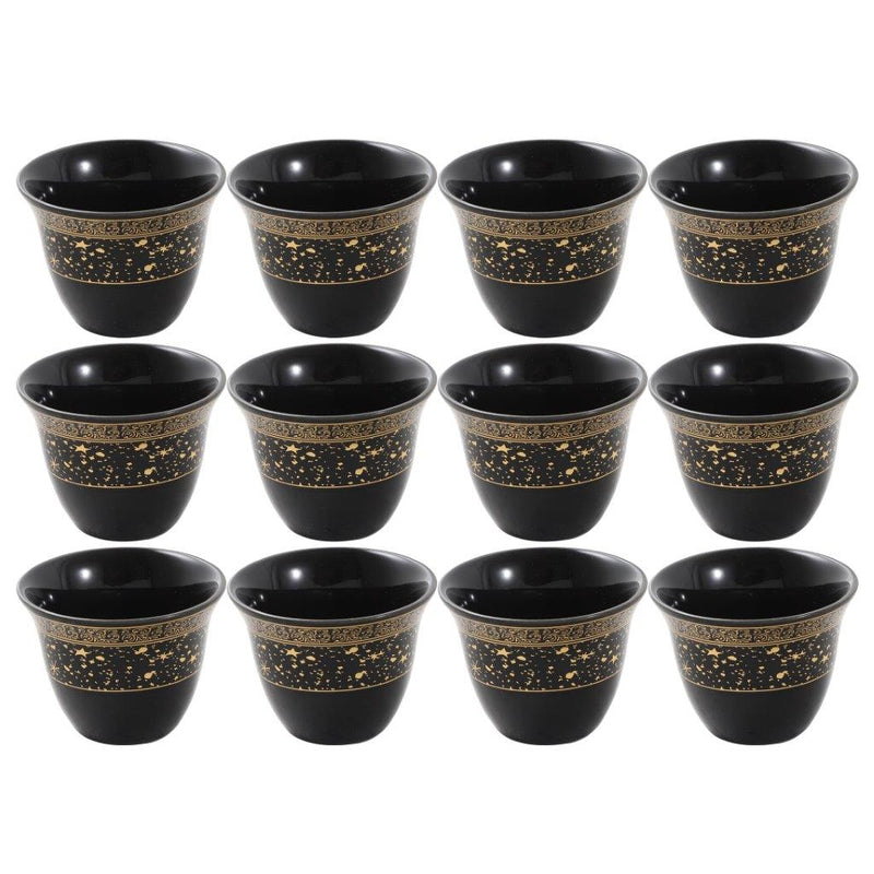 Ceramic Coffee Cawa Shafee Cup Set of 12 Pcs Abstract Design 6.5*5 cm 75 ml (Ctn Box 24 units)